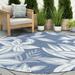 6ft Round Water Resistant Indoor Outdoor Rugs for Patios Front Door Entry Entryway Deck Porch Balcony | Outside Area Rug for Patio | Blue Floral | Size: 5 3 Round