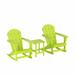 Polytrends Laguna 3-Piece Poly Adirondack Rocking Chairs and Side Table Set Lime