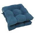 Blazing Needles 16 in. Solid Microsuede Square Tufted Chair Cushions Indigo - Set of 2