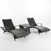 GDF Studio Olivia Outdoor Wicker 3 Piece Adjustable Chaise Lounge Chat Set Multibrown