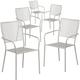 Flash Furniture 5 Pack Indoor-Outdoor Steel Patio Arm Chair with Square Back Light Gray