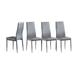 Hassch Set Of 4 Modern Minimalist Dining Chair Fireproof Leather Sprayed Metal Pipe Diamond Grid Pattern Restaurant Home Conference Chair Light Gray