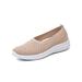 Tenmix Women Tennis Comfortable Slip On Loafers Sneakers Walking Shoes Ladies Breathable Anti-Slip Comfort Shoes Beige 6.5