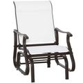 Outsunny Outdoor Glider Chair Gliders for Outside Patio with Steel Frame and Mesh Fabric for Backyard Garden and Porch Beige