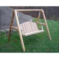 6 Red Cedar Blue Mountain Fanback Porch Swing with Stand