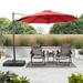 Mainstays 10â€™ Red Octagon Outdoor Tilting Cantilever Offset Patio Umbrella with Weighted Base and 360 Degree Rotation