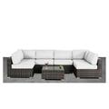 Living Source International 7-piece Wicker Sectional Set w/Cushions in Brown