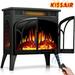 KISSAIR 25 Electric Fireplace Heater Overheat Protection Design 3D Realistic Flame Effect Independent Remote Control Fireplace 500W/1500W BLACK