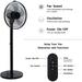 Simple Deluxe 14.5 Adjustable 12 Levels Speed Pedestal Stand Fan with Remote Control for Indoor Home Office and College Dorm Use 90 Degree Horizontal Oscillating 9 Hours Timer 14.5 Inch Black