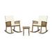 Sandy Outdoor Acacia Wood 2 Seater Rocking Chairs and Side Table Set Brown and Cream