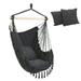 Hammock Chair Hanging Rope Swing Chair with 2 Seat Cushions for Bedroom Patio Yard Garden