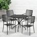 Emma + Oliver Commercial Grade 35.25 Round Black Patio Table Set-4 Square Back Chairs