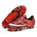 Kids Athletic Soccer Cleats Natural Turf Outdoor Football Games Lightweight Comfortable with Soft touch Sneakers Shoes for Children Red 38