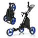 Gymax Foldable 3-Wheel Golf Push and Pull Cart Trolley with Adjustable Handle Blue