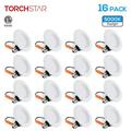 TORCHSTAR 16-Pack 4 Inch Dimmable Recessed LED Downlight with Baffle Trim 10W (65W Eqv.) CRI 90 ETL Listed 5000K Daylight 655lm LED Retrofit Lighting Fixture 3 Years Warranty