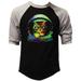 Men s Neon Space Kitten Black/Gray Raglan Baseball T-Shirt X-Large