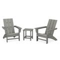 POLYWOOD Modern 3-Piece Adirondack Set with Long Island 18 Side Table in Slate Grey