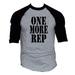 Men s One More Rep V283 Gray/Black Raglan Baseball T-Shirt Small