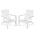 Patiojoy 2PCS Wooden Adirondack Chair W/Ergonomic Design Outdoor Lounge Armchair Acacia Wood chair for Yard&Patio White