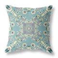 16 Blue Lavender Wreath Indoor Outdoor Zippered Throw Pillow