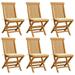 Anself Set of 6 Wooden Garden Chairs with Cream Cushion Teak Wood Foldable Outdoor Dining Chair for Patio Balcony Backyard Outdoor Indoor Furniture 18.5in x 23.6in x 35in