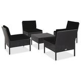 vidaXL 5 Piece Garden Sofa Set with Cushions Poly Rattan Black 48945