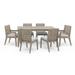 Afuera Living Transitional Wood Outdoor Dining Table and Six Chairs in Gray