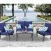 PHI VILLA 4-Piece Outdoor Patio Furniture Padded Deep Seating Conversation Set with Cushion