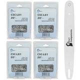 Replacement 20 Multi Rivet and 20 L81 Chain Combo for Stihl MS 290 Chainsaw (20 Length .325 Pitch 0.063 Gauge 81 Drive Links 12 Sprocket Nose Tooth) 1 Bar 4 Chains