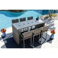 Sorrento 7-Piece Resin Wicker Outdoor Patio Furniture Bar Set in Gray w/Bar Table and Six Bar Chairs (Flat-Weave Gray Wicker Sunbrella Canvas Charcoal)