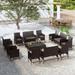 ametoys 16 Piece Patio Set with Cushions Poly Rattan Black