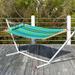 Castaway Living 11 ft L x 36 in W Quilted Hammock w/ Stand and Pillow Combo - Blue and Green Stripe