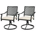 Patiojoy 2 PCS Patio Swivel Dining Chairs Kitchen Garden Metal Armchairs w/Cushions