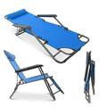 Extendable Folding Chaise Lounge Chair Reclining Adjustable Outdoor Patio Beach Camping Recliner Zero Gravity Chair with Adjustable Headrest Pillow for Office Patio Beach