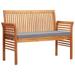 2-Seater Patio Bench with Cushion 47.2 Solid Acacia Wood