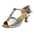 Sandals Women Women S Color Fashion Rumba Waltz Prom Ballroom Latin Dance Shoes Sandals Women S Sandals Pu Silver 41