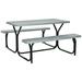 Patiojoy Outdoor Picnic Table Bench Set Patio Camping Table w/Steel Frame & Wood Texture Tabletop for Garden Grey