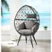 Miekor Furniture Aeven Patio Lounge Chair Light Gray Fabric & Black Wicker