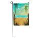 KDAGR Colorful Tropical Summertime Beach Palms and Plants Around Cartoon Summer Vacation on Sea Coast Tree Garden Flag Decorative Flag House Banner 28x40 inch