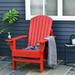 Outsunny Wooden Adirondack Chair Outdoor Patio Lawn Chair with Cup Holder Weather Resistant Lawn Furniture Classic Lounge for Deck Garden Backyard Fire Pit Red