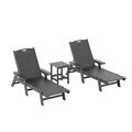 Costaelm Paradise 3-Piece Adirondack Outdoor Chaise Lounge with Arm and Side Table Set Gray