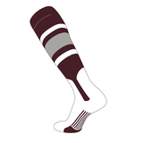 TCK Elite Baseball Knee High Stirrup Socks (E 7in) Maroon White Grey (S)