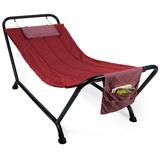 Best Choice Products Outdoor Patio Hammock Bed with Stand Pillow Storage Pockets 500LB Weight Capacity - Red