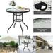 Brand New Goorabbit Outdoor Dining Table 32 Round Patio Bistro Tempered Glass Table Top with Umbrella Hole Outside Banquet Furniture for Garden Pool Side Deck Lawn 31.5x31.5x28.3 Black