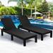 Patio Chaise Lounge Chair SYNGAR Adjustable Chaise Chair for Outside Outdoor Foldable Sun Lounger Black Wicker Reclining Chaise Chair with Removable Cream Cushions Fully Assembled D7054