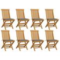 vidaXL Patio Chairs Outdoor Bistro Folding Chair with Cushions Solid Wood Teak