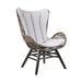 King Indoor Outdoor Lounge Chair in Dark Eucalyptus Wood with Truffle Rope & Grey Cushion