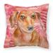 Carolines Treasures BB9794PW1414 Red Dachshund Love Fabric Decorative Pillow 14Hx14W multicolor