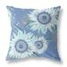 HomeRoots 411389 18 in. Sunflower Indoor & Outdoor Zippered Throw Pillow Blue & White