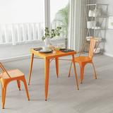 Merrick Lane 23.75 Square Metal Dining Table for Indoor and Outdoor Use in Orange